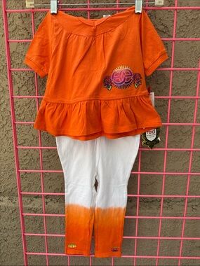 New Vintage Marc Ecko Red Two-Piece Orange Dip-Dye Cotton Set